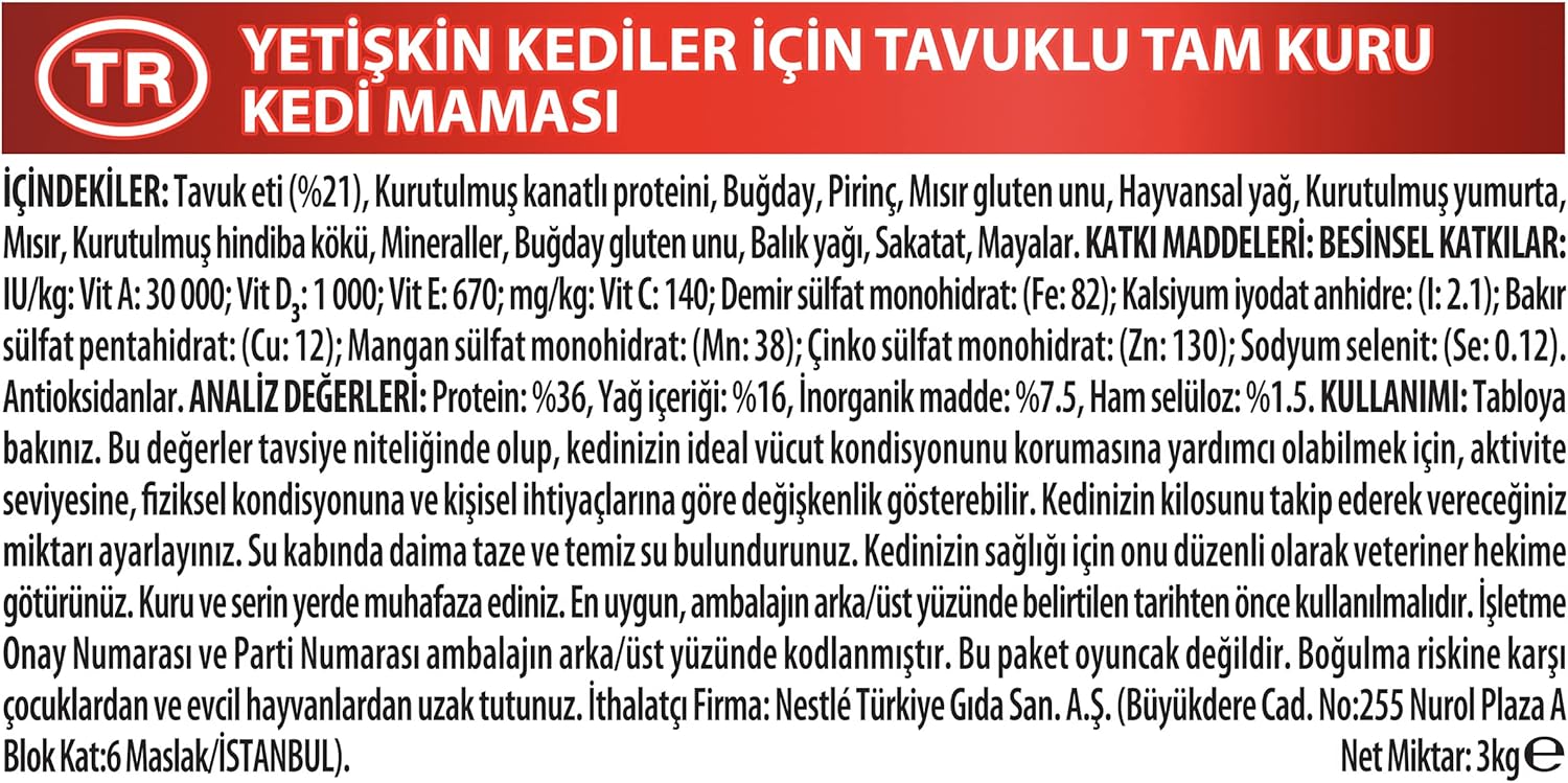 Pro Plan Tavuklu Yetişkin Kuru Kedi Maması 3 kg